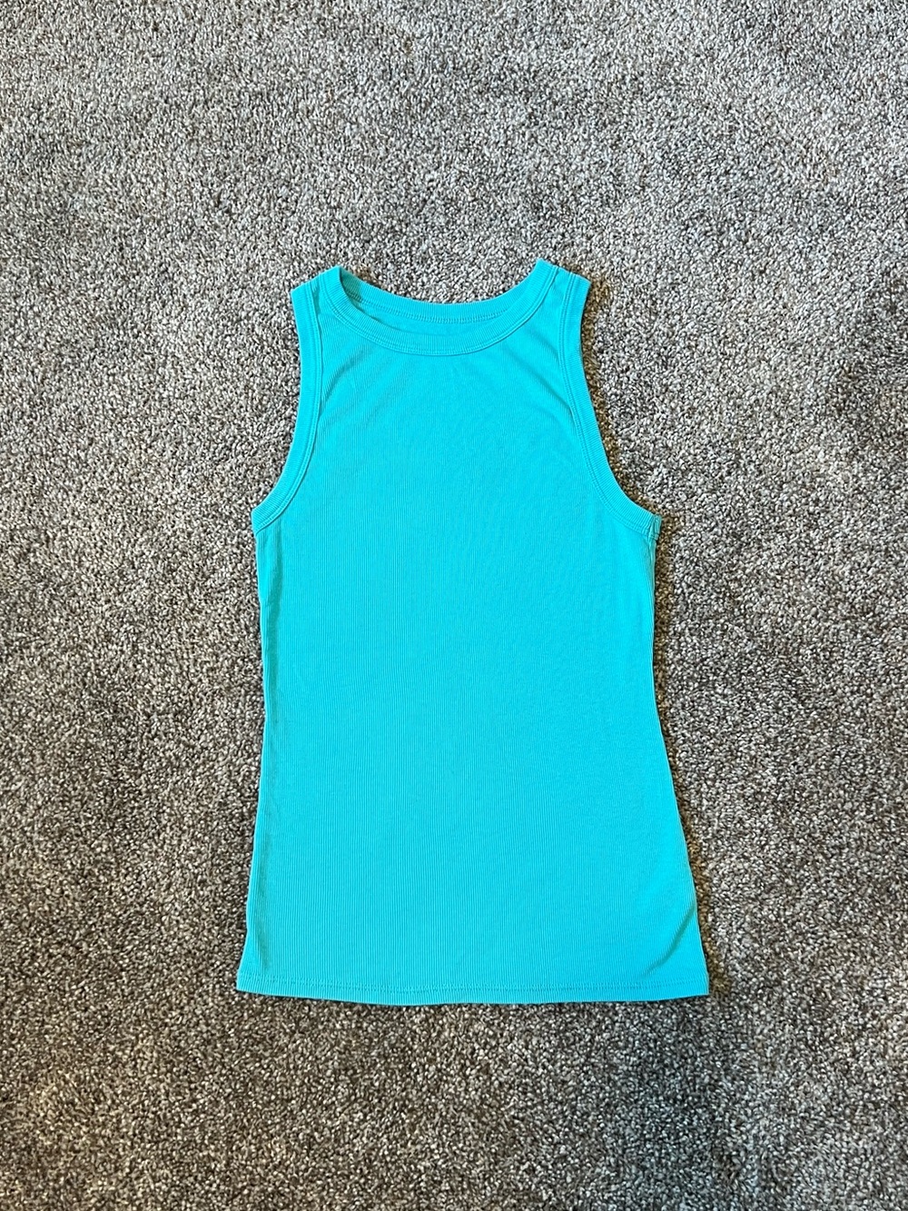 Basic Ribbed Tank Top in Bright Teal
